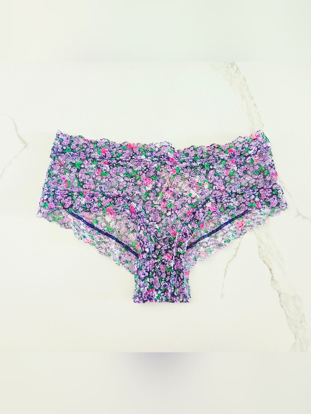 NWT Victoria's Secret Purple, Green, Pink Floral Cheeky Panty